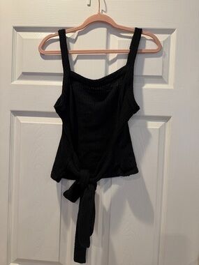 Madewell Black Tie-Front Ribbed Camisole
